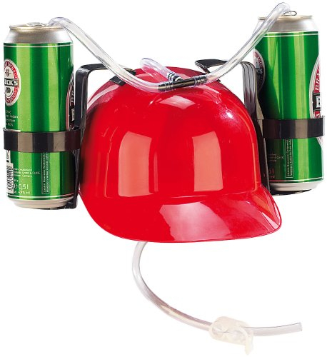 infactory Trinkhelm: Bierhelm mit 2 Dosenhaltern und Trinkschlauch (Trinkerhelm, Helm mit Getränkehalter, Flaschenhalter)