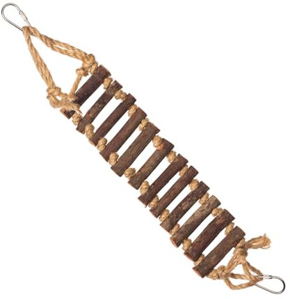 Prevue Pet Products Naturals Rope Ladder Bird Toy, Wood Stairs Climbing Activity Attachment for Birdcage, Earth Tone Brown