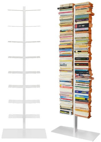 Radius Design Booksbaum Doppel Stand Groß Weiss – Standregal aus pulverbeschichtetem Stahl, 170 cm hoch, platzsparendes Bücherregal mit Fuß & Einlegeböden, modernes Design (717B)