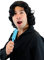 WIG ME UP - 3750-P103 Fasching Karneval Halloween Perücke Herrenperücke Unisex Schwarz leicht gelockt Mittelscheitel Schlagersänger Gigolo 70er & 80er Jahre