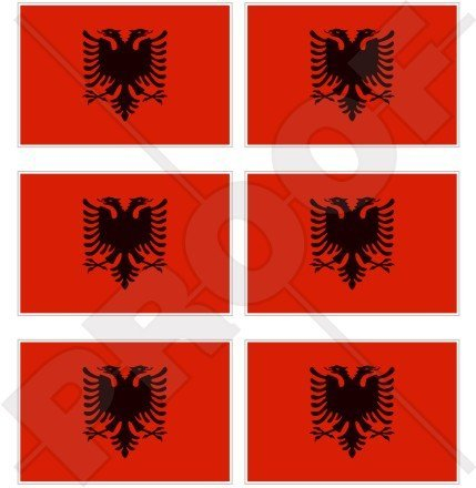 Mini-Aufkleber, Motiv: Albanien-Flagge, Shqiperia, 40 mm, Vinyl, 6 Stück