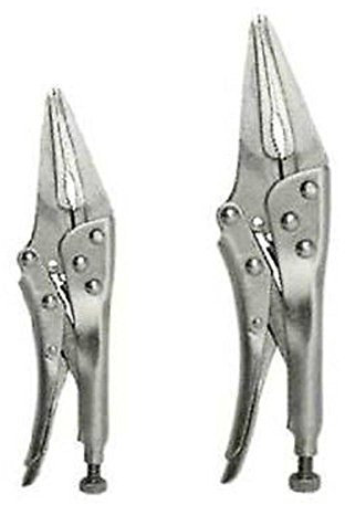 CTT Long Needle Nose Locking Pliers with Quick Release, Set of 2 - CPL2PLL (7 and 9, Alloy Steel, Ergonomic Grip, 1.3 pounds)