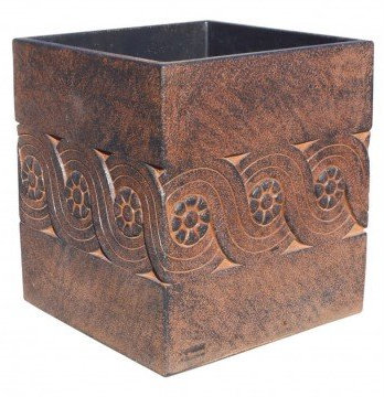 AnaParra Jardinera Cuadrada Moderna en hormigón aligerado para Exterior Cenefa 45X45X53cm. Arlequin Óxido