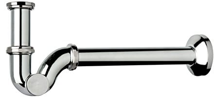Waterful T3178841 Sifone a S per Bidet in Ottone, Dimensioni connessione di ingresso 1 Pollici, Cromato, 25 x 7.5 x 10 cm; diametro 26mm