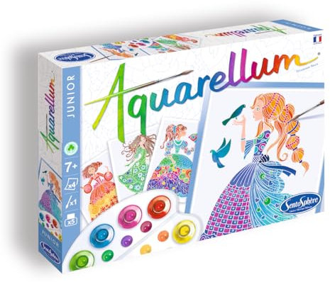 SentoSphère - AQUARELLUM JUNIOR - PRINCESSES FLEURS - Kit peinture - Peinture Aquarellable Magique - A partir de 7 ans - fabriqué en France