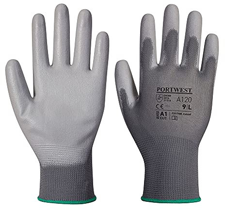 Portwest A120 Breathable PU Palm Glove Grey, X-Small