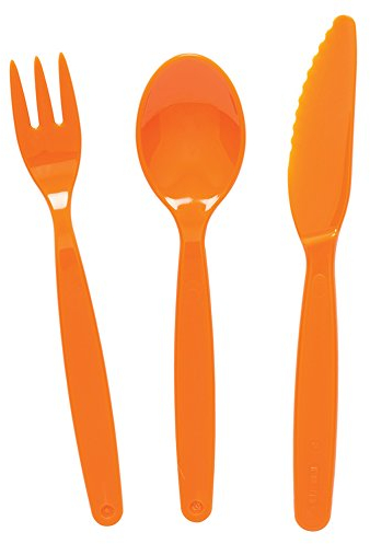 Harfield Small Polycarbonate Plastic Cutlery Set 17cm Orange (x4 Sets)