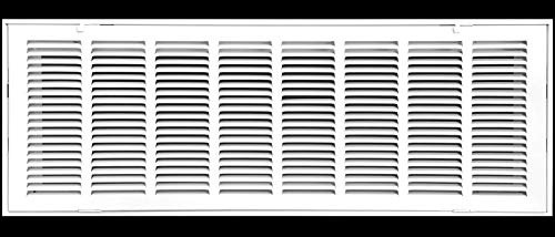 Rückluftfilter-Gitter aus Stahl, für 2.5 cm (1 Zoll) Filter, feststehendes Scharnier, empfohlen für Decken, HLK-Rohrabdeckung, Weiß, Außenmaße: 82.5 x 34.75 cm (32.5 x 13.75 Zoll)