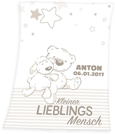 Wolimbo Babydecke mit Namen personalisiert - Motiv Lieblingsmensch braun - Besticktes Geschenk für Mädchen und Junge