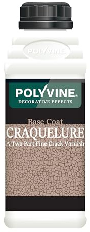 Polyvine Coat Craquelure System – Top Coat & Base Coat Fine Line Crackle Varnish – Distressed Craquelure Decorative Elements - Crackle Effect Varnish for Pottery, Furniture & Crafts