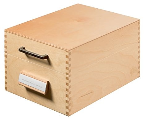 HAN Holz-Karteikasten für 900 DIN A6 quer Karteikarten inkl. 1 Metallblattstütze, mit Beschriftungsfeld und Metallboden, FSC zertifiziertes Holz, hochwertige premium Qualität, 506, Naturholz