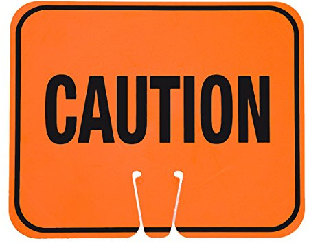 Cortina ABS Plastic Traffic Cone Sign, Caution 03-550-C, 12.75 Width x 10.375 Height, Orange on Black