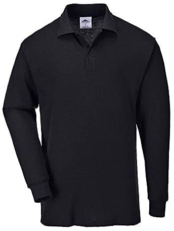 Portwest Polo De Manga Larga Genoa, Tamaño: L, Color: Negro, B212BKRL
