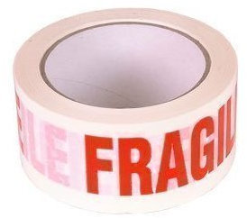 Realpack 6 rotoli di nastro adesivo stampato fragile 50 m x 48 mm 36 micron super durevole rosso su bianco