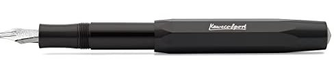 Kaweco Sport Kalligraphie Füller Twin Nib Black I Füllfederhalter aus hochwertigem Kunststoff mit Kalligrafie Feder I Schönschreibfüller für Tintenpatronen 13,5 cm I Paralell Pen Schwarz