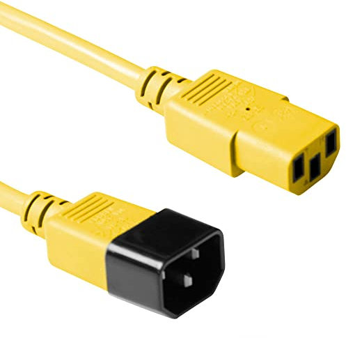 ACT Power Cable 1.8m, C13 to C14 Extension Cable for Cold Devices, IEC Male to Female 3 Pin Power Cable- AK5118 Yellow
