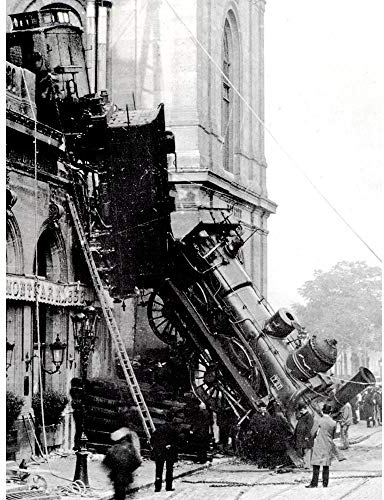 Wee Blue Coo Photo Black White Train Wreck Montparnasse 1895 Crash Disaster Fr Art Print Poster Wall Decor Kunstdruck Poster Wand-Dekor-12X16 Zoll