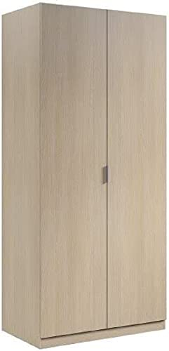 Zweitüriger Kleiderschrank, Eichenfarbe, 81,5 x 180 x 52 cm.