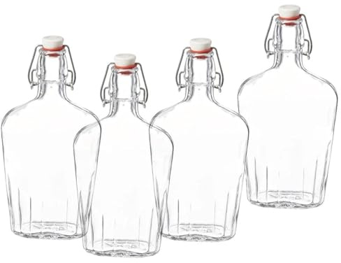 Bormioli Rocco Fiaschetta Glass 8.5 Ounce Pocket Flask, Set of 4