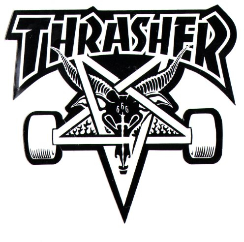 Thrasher Magazine Skate Goat Pentagramm Skateboard Aufkleber 9 x 10 cm Schwarz/Weiß