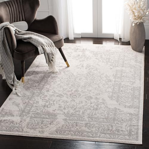 SAFAVIEH Adirondack Collection Accent Rug - 3' x 5', Ivory & Silver, Oriental Distressed Design, Non-Shedding & Easy Care, Ideal for High Traffic Areas in Entryway, Living Room, Bedroom (ADR101B)