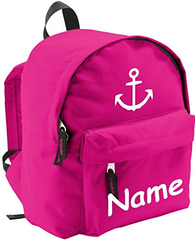 Shirtinstyle Kinder Rucksack Anker, Marine, mit Name veredelt, ideal für Kita, Farbe pink