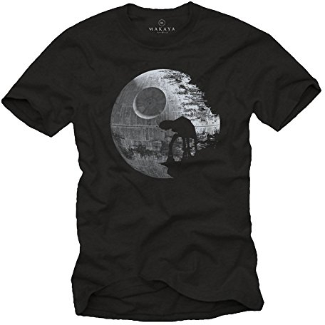 Makaya T-Shirt Geek Death Star avec ATAT Wars Noir Homme XXL