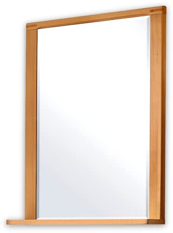 Nature Plus Wandspiegel aus Kernbuche mit Stollenoptik & Ablage - hochwertiger Spiegel für Flur & Garderobe - 74 x 93 x 15 cm (B/H/T)