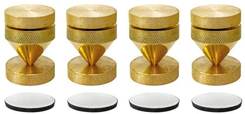 Dynavox assorbitori sub-watt, set di 4 unità, disaccoppiatori regolabili in altezza per dispositivi HiFi e altoparlanti con rondelle, ottone