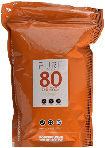 Bodybuilding Warehouse, Pure Whey Protein Concentrate 80 - Premium Grass Fed, Low Carb, Low Fat Supplement - 20g Protein Per Scoop (Italian Vanilla Milkshake, 1kg)
