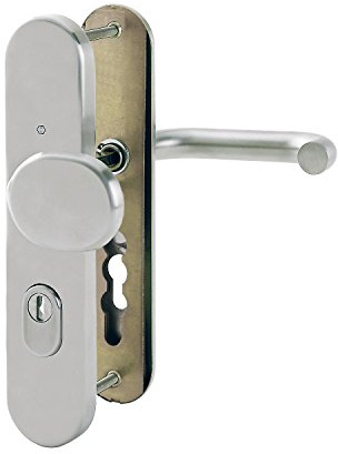 HOPPE 3893861 Sicherheits- Wechselgarnitur Paris - Ö-Norm Entfernung 88 mm, Langschild Profilzylinder für Türstärke 62-72 mm mit Kernziehschutz, Klasse 3, edelstahl matt, 1 Stück