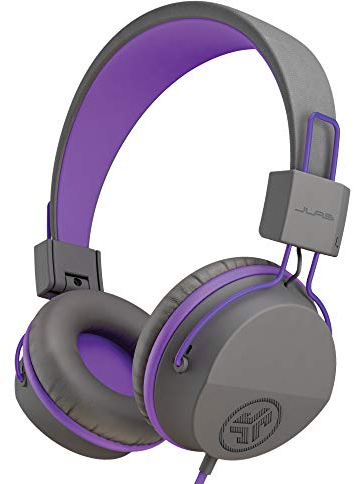JLab JBuddies Studio Kids Headphones Wired - On-Ear Childrens Headphones for Boys & Girls, Volume Limited Adjustable Kids Earphones with Microphone, Noise Isolation, Purple