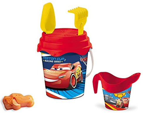 Mondo Toys - BUCKET SET + WATER CAN CARS - Seau 17 cm avec cruche pour eau - Jouet de plage (6 pièces) pour enfants - 18532