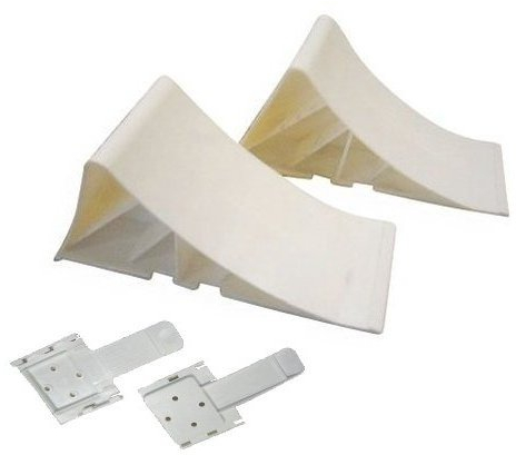 Komplett-Set: Unterlegkeile incl. Halter 2 Stück weiß - 1600 kg - Bremskeil Anhänger Keile bis 1.6t TÜV