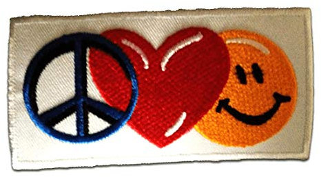 Catch the Patch Peace Love Happiness - (Größe: 9,3 x 4,3 cm) – Kultige Aufnäher zum Aufbügeln & Aufnähen – Für Jacken, Rucksäcke, Shirts & Cosplay – Ein Must-have für DIY-Fans