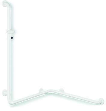 HEWI Duschhandlauf mit Brausehalterstange Serie 801 (Wannenhandlauf mit Haltestange, Farbe weiß) 801.35.210 99