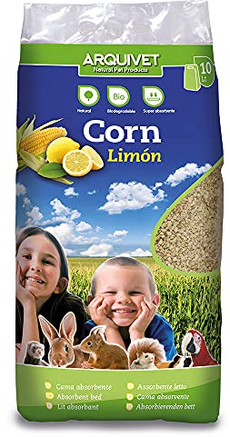 Arquivet Corn Limón - lecho de maiz y aroma limón para pequeñas mascotas - 10 L