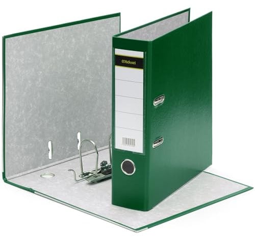 MIDORI Ordner PP-Color aus Kunststoff | 8er Pack Aktenordner 8 cm breit im DIN A4 Format in Breit AO Grün | Breiter Briefordner Ringordner mit austauschbarem Rückenschild