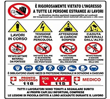 CARTELLI P/CANTIERI INFO 21 SIMBOLI POLIONDA