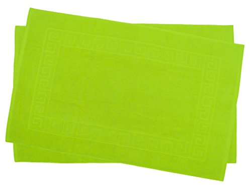 Julie Julsen 2er Pack 70 x 120 cm Badvorleger in Premium Qualität 900 gm2 in aktuellen Farben und 4 Größen aus Baumwolle Badematte Badteppich Duschvorleger Design Spirale Apfelgrün
