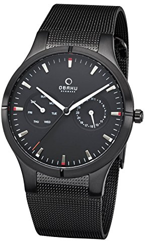 Obaku Denmark Herrenuhr mit Milanaiseband Tag Datum V100GBBMB