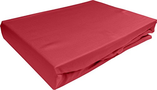 Lorena Uni Classic Maco-Satin Spannlaken Baumwolle (rot, 160 cm x 200 cm) Matratzenhöhe 11-20 cm