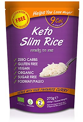 Eat Water Keto Slim Rice (Pack of 10 x 270g) Instant Organic Konjac Rice, Zero Carb, Low Calorie, Gluten, Fat & Sugar Free, Ready to Eat, Vegan High Fibre Food for Paleo Diet Friendly