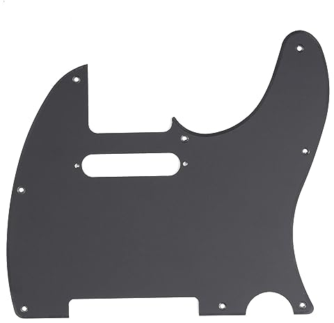 Musiclily 8 Hole Tele Pickguard Scratch Plate for Fender USA/Mexican Standard Telecaster Modern Style Electric Guitar, 1Ply Matte Black