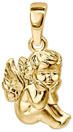 CLEVER SCHMUCK Pendentif ange enfant en or 12 mm satiné OR VéRITABLE 333 pour femme ou enfant