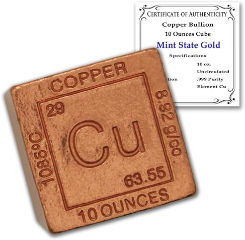 Titan Cube Briefbeschwerer – 142 ml 999 Pure Chemie Element Design von Metallum Gifts 10oz-Cube kupfer