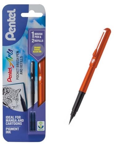 Pentel XGFKPF/FP10-A Brush Pen with 2 Refills - Orange