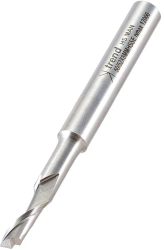 Trend Professional Helical Plunge Router Cutter, 6mm Dia, 8mm Shank | Helical Flute Design Delivers Smooth Plunge Cuts In Wood, Plastics And Soft Metals With HSS Durability, 50/52X8MMHSSE