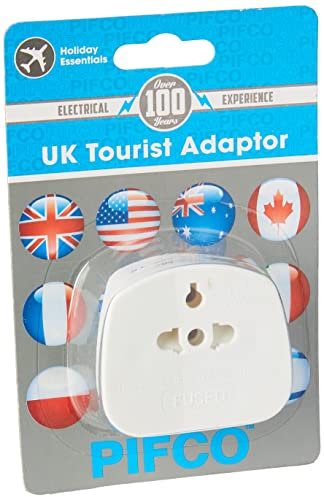 PIFCO Adaptateur Secteur UK visiteurs - USA/Australie/UE/Chine vers Royaume-Uni - Blanc