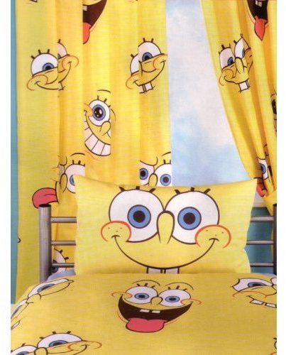 Spongebob Schwammkopf 2X Fertig-Gardinen/Vorhänge ca. B 168 cm x L 183 cm Blickdicht